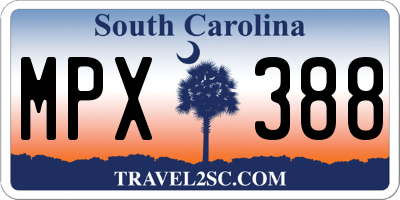 SC license plate MPX388