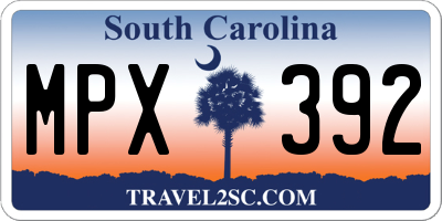 SC license plate MPX392