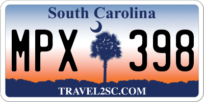 SC license plate MPX398