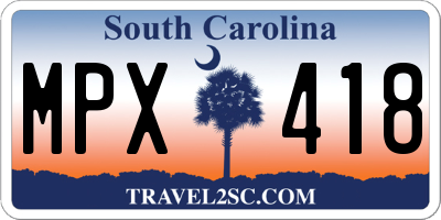 SC license plate MPX418