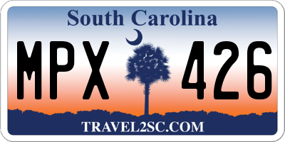 SC license plate MPX426
