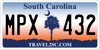 SC license plate MPX432