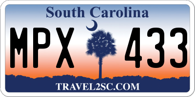 SC license plate MPX433