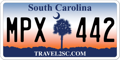 SC license plate MPX442