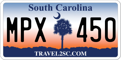 SC license plate MPX450