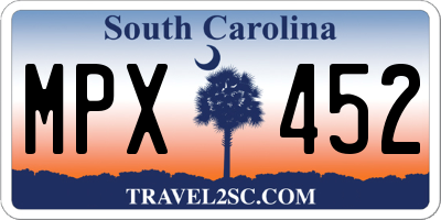 SC license plate MPX452