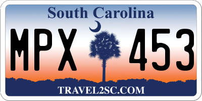 SC license plate MPX453