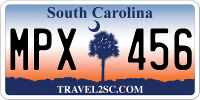 SC license plate MPX456