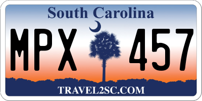 SC license plate MPX457