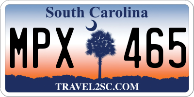 SC license plate MPX465