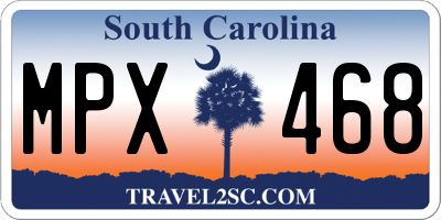 SC license plate MPX468