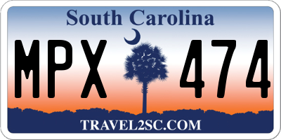 SC license plate MPX474