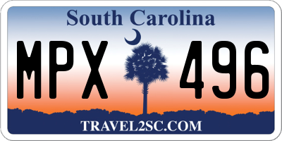 SC license plate MPX496