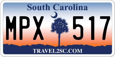 SC license plate MPX517