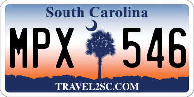 SC license plate MPX546