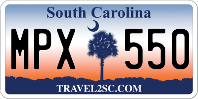 SC license plate MPX550