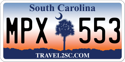 SC license plate MPX553