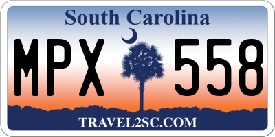 SC license plate MPX558