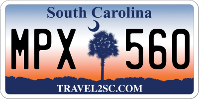 SC license plate MPX560