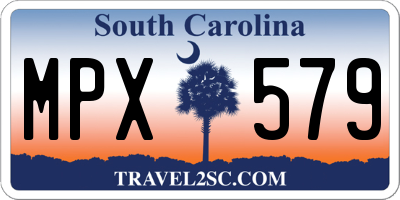 SC license plate MPX579