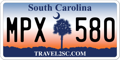 SC license plate MPX580