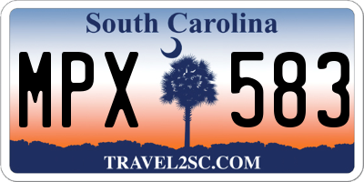 SC license plate MPX583