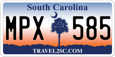 SC license plate MPX585