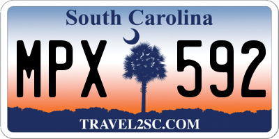 SC license plate MPX592