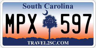 SC license plate MPX597