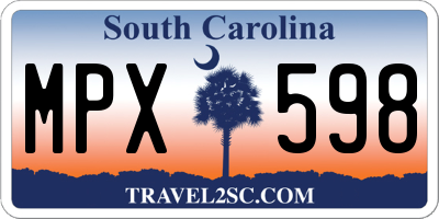SC license plate MPX598