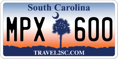 SC license plate MPX600