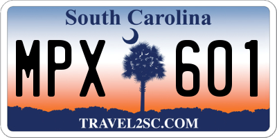 SC license plate MPX601