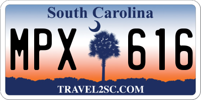SC license plate MPX616