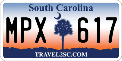 SC license plate MPX617