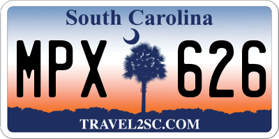 SC license plate MPX626