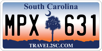 SC license plate MPX631