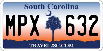 SC license plate MPX632