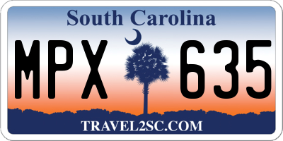 SC license plate MPX635