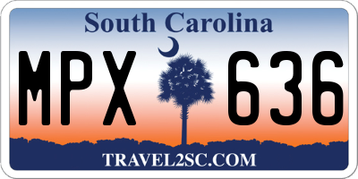SC license plate MPX636