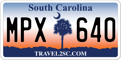 SC license plate MPX640