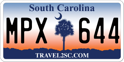 SC license plate MPX644