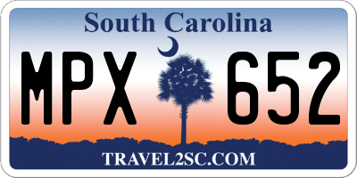 SC license plate MPX652