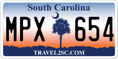 SC license plate MPX654