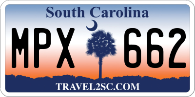 SC license plate MPX662