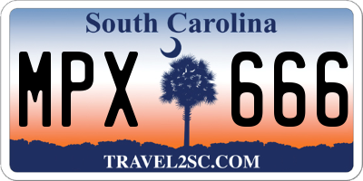SC license plate MPX666