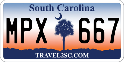 SC license plate MPX667