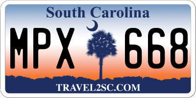SC license plate MPX668
