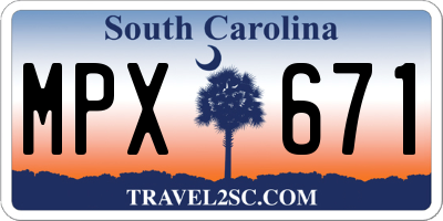 SC license plate MPX671