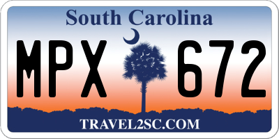 SC license plate MPX672