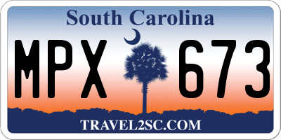 SC license plate MPX673